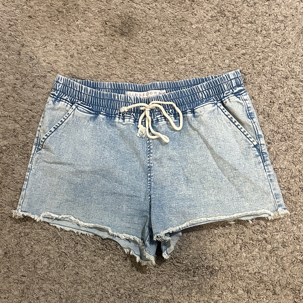 Tinseltown Light Blue Drawstring Denim Shorts